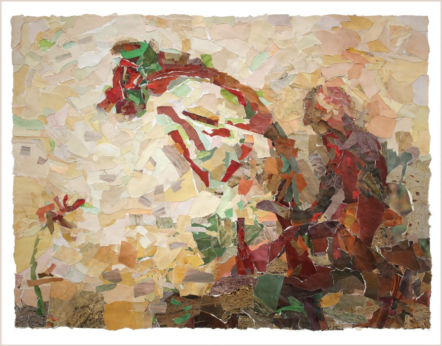 איש רוכב על ג'ירפה - קולאז'